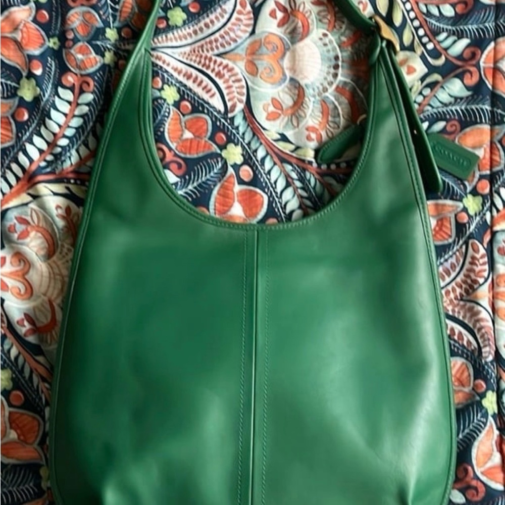 Coach Vibrant Green Leather Hobo Bag